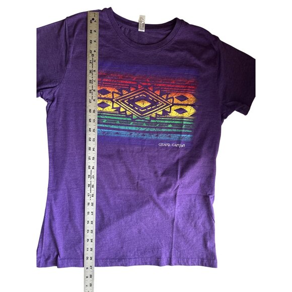 Grand Canyon Ladies L T-Shirt Purple With Tribal Rainbow Design Travel - Picture 7 of 7
